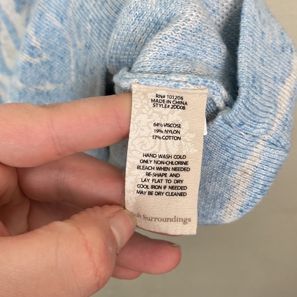 Soft Surroundings | Grey Blue Floral Oasis Crewneck Sweater M - Picture 6 of 7